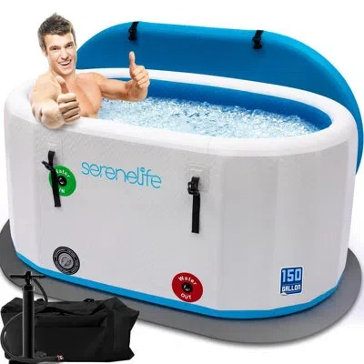 Serenelife Inflatable Insulated Cold Plunge Tub - Ice Bath Tub With Lid, Cold Plunge Therapy Recovery Pod For A