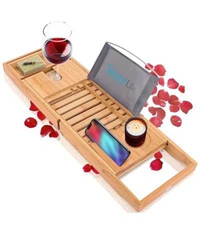 SERENELIFE SERENELIFE LUXURY BAMBOO BATHTUB CADDY TRAY