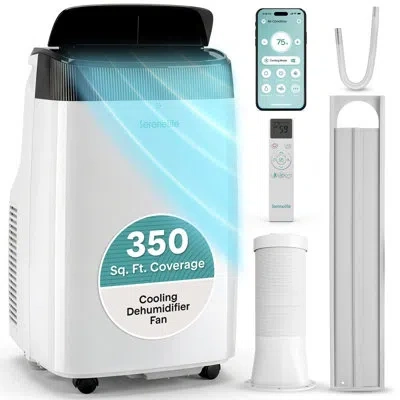 Serenelife Portable Air Conditioner 8000 Btu With Wifi | 3-in-1 Cooling, Fan And Dehumidifier | 24-h Timer Up T