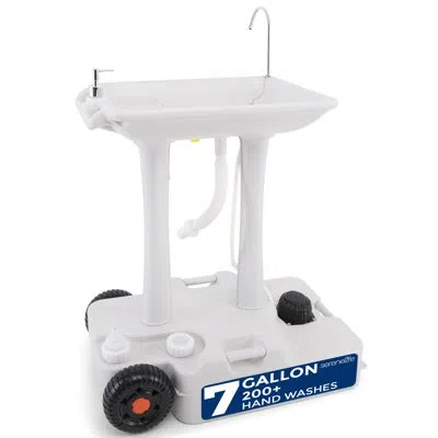Serenelife Portable Camping Sink W/towel Holder & Soap Dispenser-30l Water Capacity Hand Wash Basin Stand W/rol In White