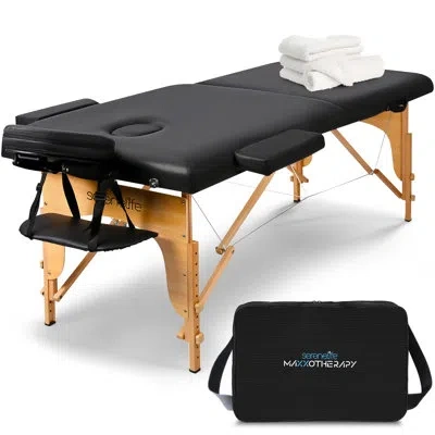Serenelife Portable Massage Table, Professional Adjustable Folding 3 Sections Massage Bed With Carrying Bag, La