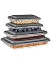 Serenelife Rectangular Glass Black Food Storage (set Of 4) In Black