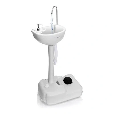 Serenelife Tall White U-shaped Pedestal Bathroom Sink With Faucet And Overflow