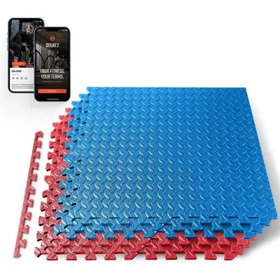 Serenelife Thick Puzzle Exercise Mat, Eva Foam Interlocking Tiles Protective Flooring For Gym Equipment And Cus In Blue,red