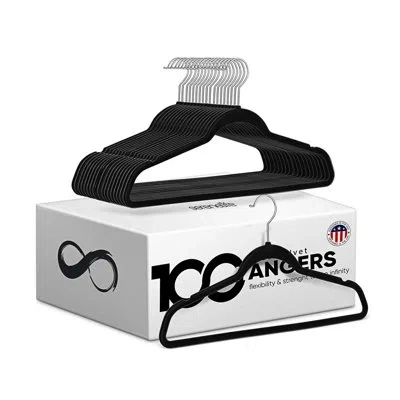 Serenelife Velvet Non-slip Hangers For Clothes - Heavy Duty Coat Hanger Set With 360° Swivel Hook (black)