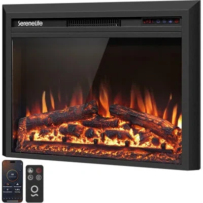 Serenelife Wall-mounted Fireplace Heater - Slfpe29wbk - Led Flame With Smart Wi-fi Control Via Tuya App, Push B