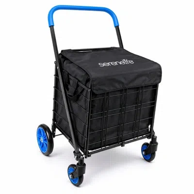 Serenelife Waterproof And Tear-resistant 600d Oxford Fabric Removable Shopping Cart Liner For Groceries, Laundr In Black