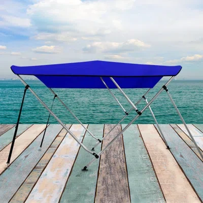 Serenelife Waterproof Boat Bimini Top Cover - 67-72" W 4 Bow Bimini Top Canvas Sun Shade Boat Canopy -1" Double In Blue