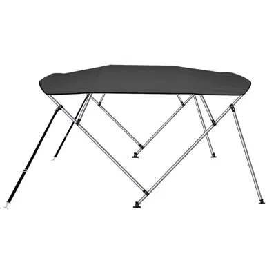 Serenelife Waterproof Boat Bimini Top Cover - 85-90" W 4 Bow Bimini Top Canvas Sun Shade Boat Canopy -1" Double In Gray