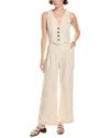 Serenette 2pc Linen-blend Top & Pant Set In Nude