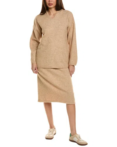 Serenette 2pc Pullover & Skirt Set In Beige