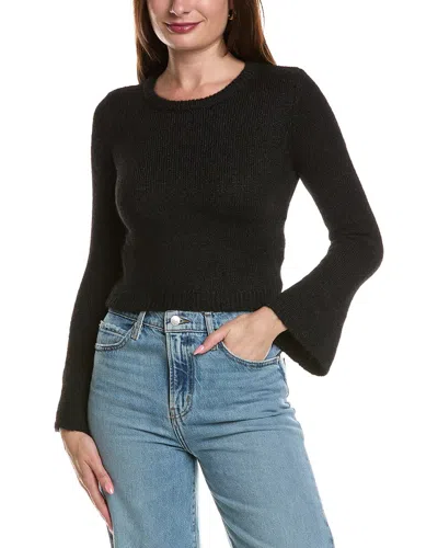 Serenette Cropped Fuzzy Pullover In Black