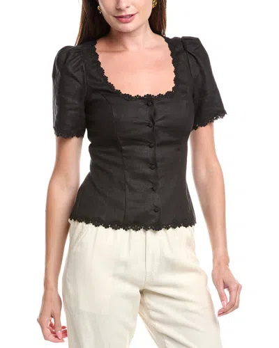 Serenette Linen Top In Black
