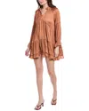 Serenette Tiered Mini Dress In Brown