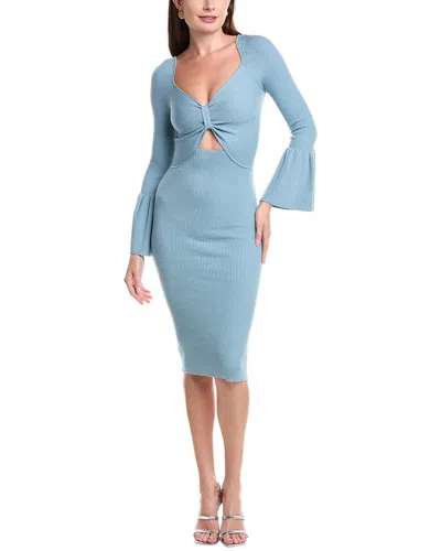 Serenette Wool-blend Midi Dress In Blue