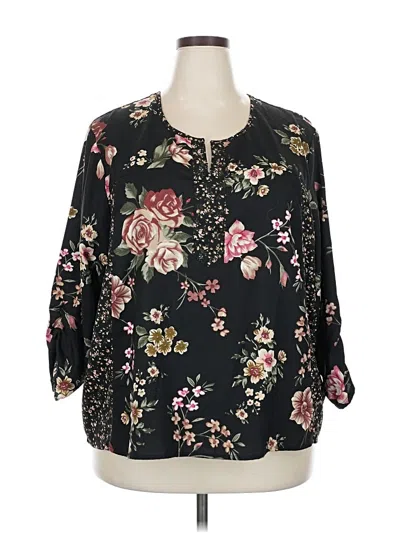 Pre-owned Serengeti 3/4 Sleeve Blouse In Black