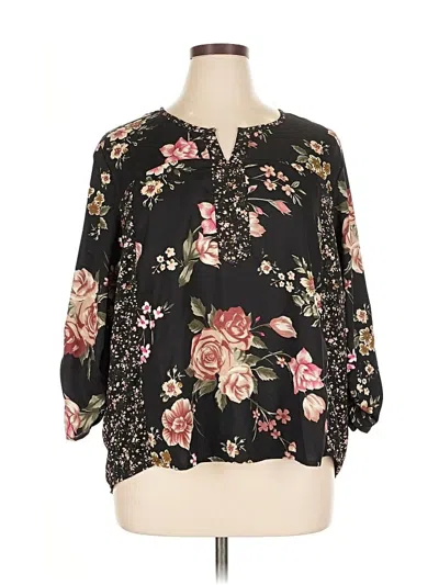 Pre-owned Serengeti 3/4 Sleeve Blouse In Black