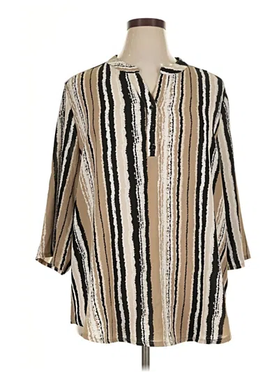Pre-owned Serengeti 3/4 Sleeve Blouse In Tan