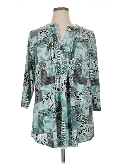 Pre-owned Serengeti 3/4 Sleeve Blouse In Teal