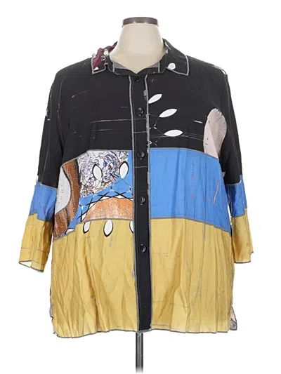 Pre-owned Serengeti 3/4 Sleeve Button Down Shirt In Black