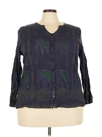 Pre-owned Serengeti 3/4 Sleeve Button Down Shirt In Blue