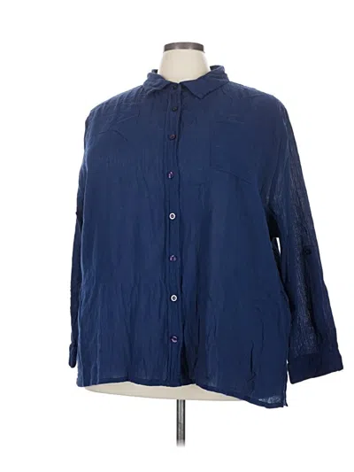 Pre-owned Serengeti 3/4 Sleeve Button Down Shirt In Blue
