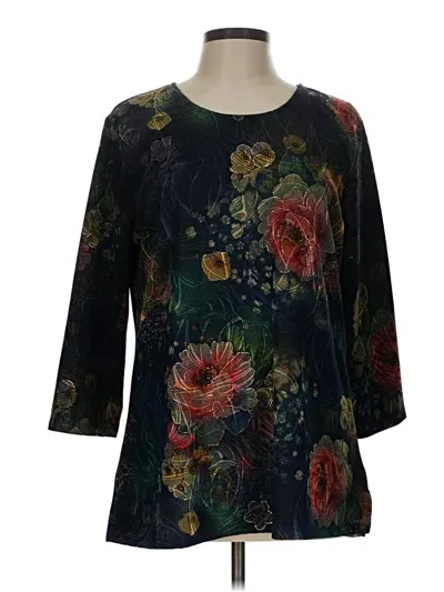 Pre-owned Serengeti 3/4 Sleeve Top Black Boatneck Tops