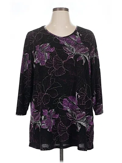 Pre-owned Serengeti 3/4 Sleeve Top Purple Scoop Neck Tops