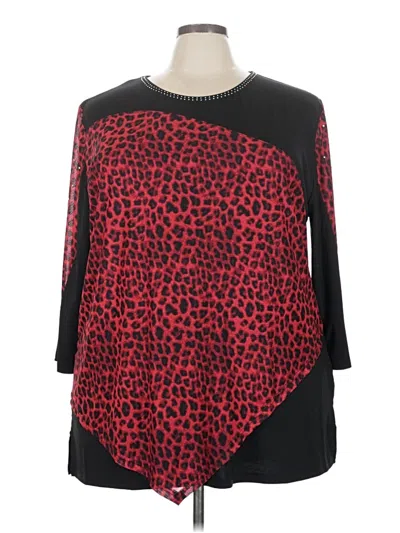 Pre-owned Serengeti 3/4 Sleeve Top Red Boatneck Tops