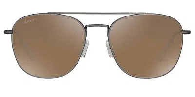 Serengeti Carroll Large Polarized Ss598004 Women's Sunglasses Gunmetal Size 58 In Brown