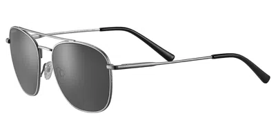 Serengeti Carroll Polarized Ss598001 Men's Sunglasses Silver Size 58