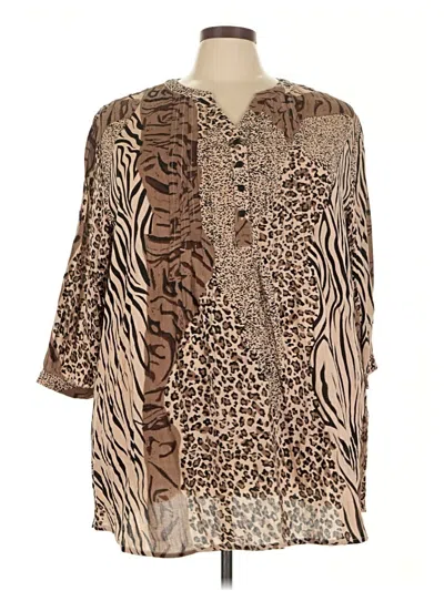 Pre-owned Serengeti Long Sleeve Blouse In Brown