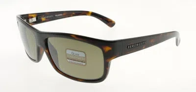 Pre-owned Serengeti Martino 7528 Dark Tortoise / Green Polarized Sunglasses 60mm