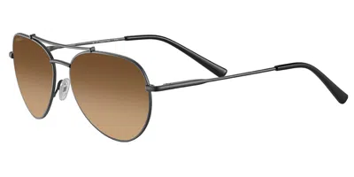 Serengeti Pete Polarized Ss599001 Women's Sunglasses Black Size 58 In Brown