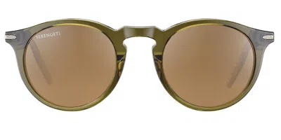 Serengeti Raffaele Polarized Ss041004 Women's Sunglasses Green Size 48 In Brown