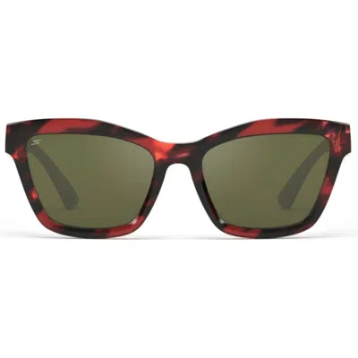 Serengeti Rolla Bold Rectangular Tortoiseshell Sunglasses With Green Lenses In Brown