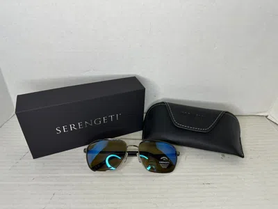 Pre-owned Serengeti Sunglass Ansel Ss600004 Shiny Gunmetal Polarized 5555nm Blue Len