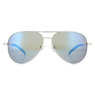 Pre-owned Serengeti Sunglasses Carrara 8547 Shiny Silver Mineral Polarized 555nm Blue