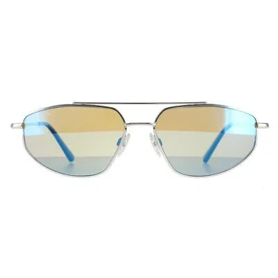 Pre-owned Serengeti Sunglasses Marlon Ss539002 Shiny Silver Mineral Polarized 555nm Blue