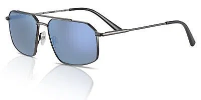 Pre-owned Serengeti Sunglasses Men's Wayne Ss546002 Dark Gunmetal/mineral Polarised Blue In Shiny Dark Gunmetal/mineral Polarised Blue