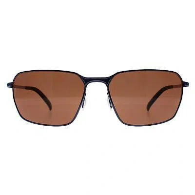 Pre-owned Serengeti Sunglasses Shelton Ss547002 Shiny Navy Blue Polarized Drivers Brown