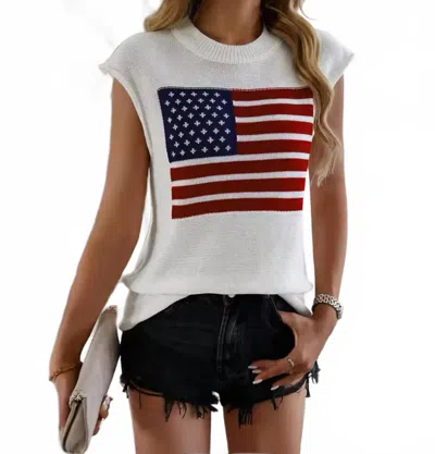 Serenity Sleeveless Us Flag Sweater Vest In White