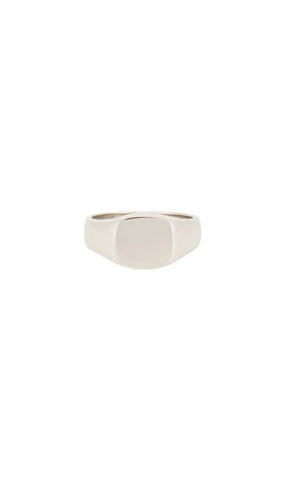 Serge De Nimes Signet Ring In Metallic Silver