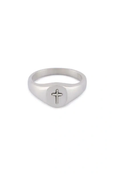 Serge Denimes Cross Signet Ring In Silver