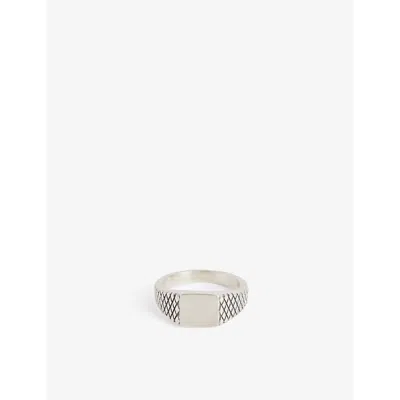 Serge Denimes Mens Silver Track Engraved Sterling Silver Ring
