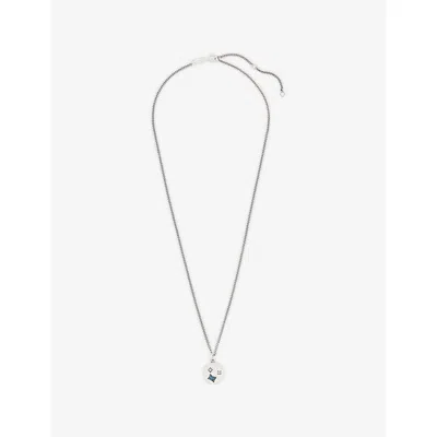 Serge Denimes Mens Sky Sterling Silver And Cubic Zirconia Necklace In Metallic