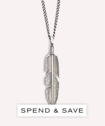 Serge Denimes Mens Sterling Silver Ethereal Feather Necklace