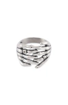 Serge Denimes Skeleton Hands Ring In Silver