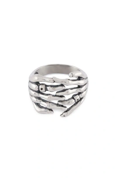 Serge Denimes Skeleton Hands Ring In Silver