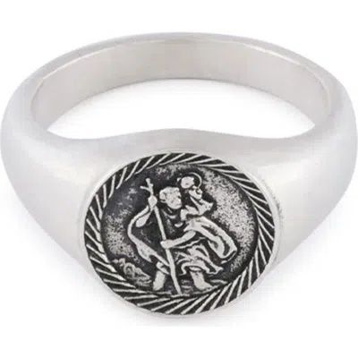 Serge Denimes St. Christopher Signet Ring In Gray